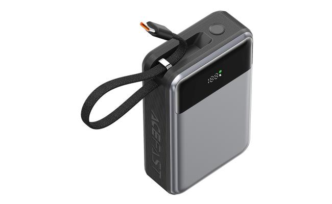 ACEFAST M21 Power Bank 20000mAh PD 65W Phone Charger with Built-In Type-C Cable - Black